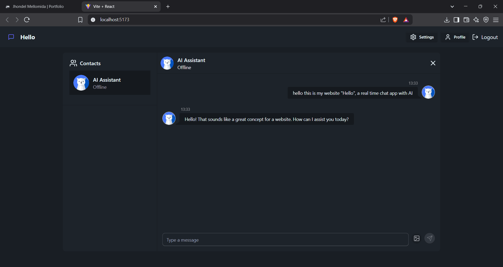 Real-Time Chat with AI Smart Replies project screenshot